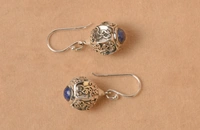 Lapis lazuli carving 925 silver earrings