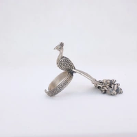 Oxidized peacock Ghungroo ring adjustable