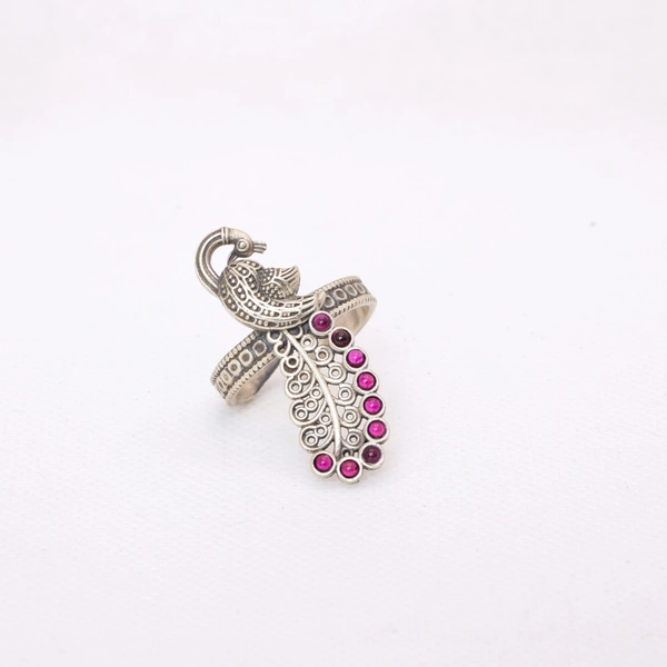 Oxidized peacock ring adjustable