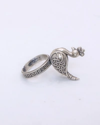Oxidized peacock ring adjustable