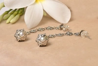 Pearl jali work 925 silver earrings