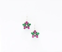 Pink Green flower earrings