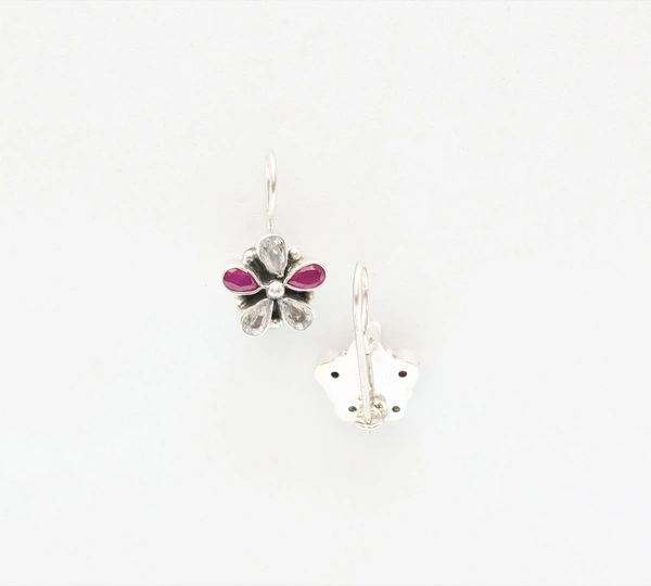 pink Zirconia Flower Earrings
