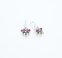 pink Zirconia Flower Earrings