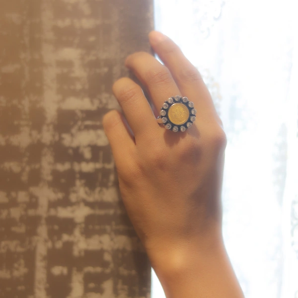 Coin Adjustable Ring with Zircon