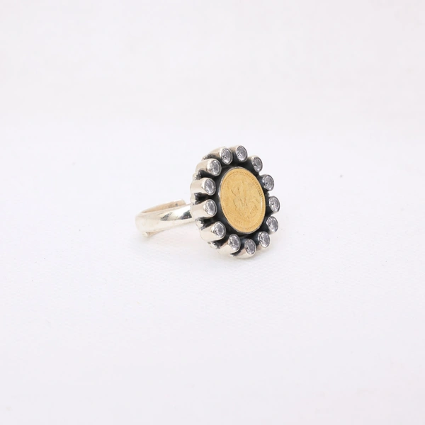 Coin Adjustable Ring with Zircon