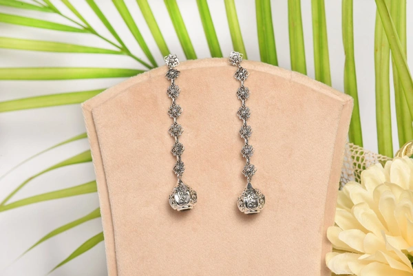 Smoky Topaz jali work 925 silver earrings