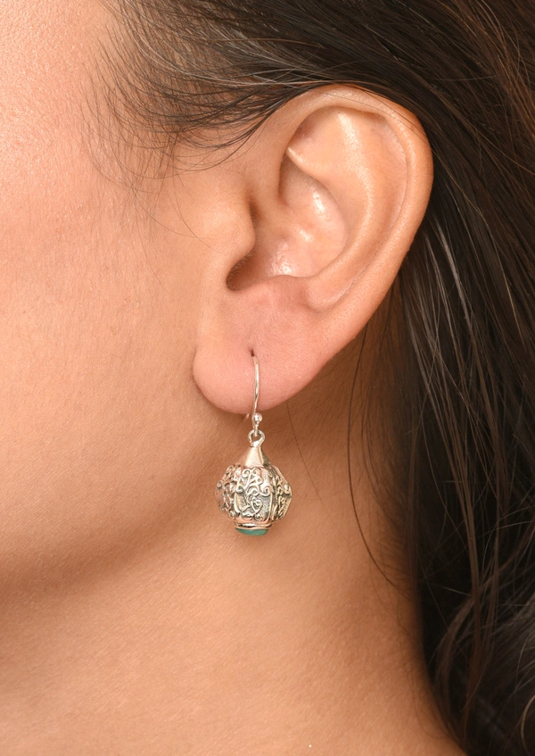 Turquoise carving 925 silver earrings