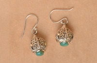Turquoise carving 925 silver earrings