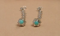 Turquoise jali work 925 silver earrings