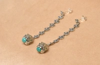 Turquoise jali work 925 silver earrings