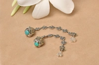 Turquoise jali work 925 silver earrings