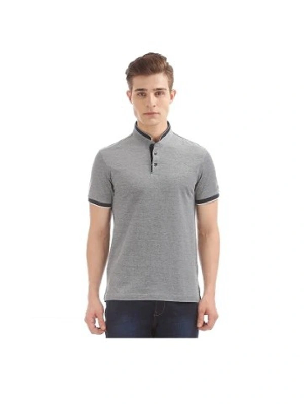 Men’s Chinese Neck T-Shirt - Charcoal Grey L Men's