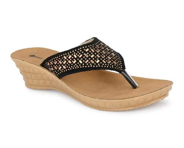 Pair-it Women PU Slippers-MS-Pattern006-Black