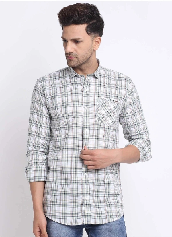 MN CASUAL SHIRT-ATZ-14,GREEN CHKS