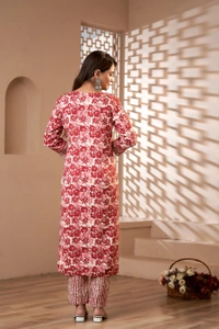 FASHION DEPTH Embroidered & Printed Rayon Kurta, Pant & Dupatta Set For Women - Copper, S