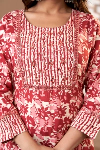 FASHION DEPTH Embroidered & Printed Rayon Kurta, Pant & Dupatta Set For Women - Copper, S