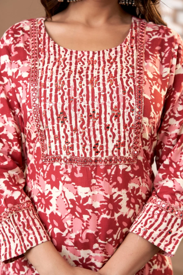 FASHION DEPTH Embroidered & Printed Rayon Kurta, Pant & Dupatta Set For Women - Copper, S