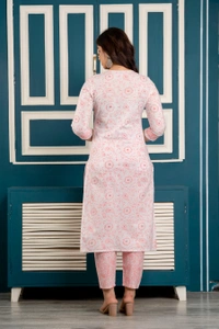 FASHION DEPTH Embroidered & Printed Rayon Kurta, Pant & Dupatta Set For Women - Pink, 3XL