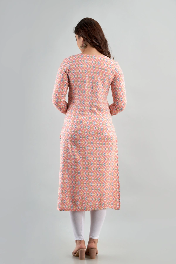 FASHION DEPTH Embroidered & Printed Rayon Straight Kurta For Women - S