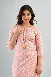 FASHION DEPTH Embroidered & Printed Rayon Straight Kurta For Women - S
