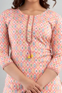 FASHION DEPTH Embroidered & Printed Rayon Straight Kurta For Women - S