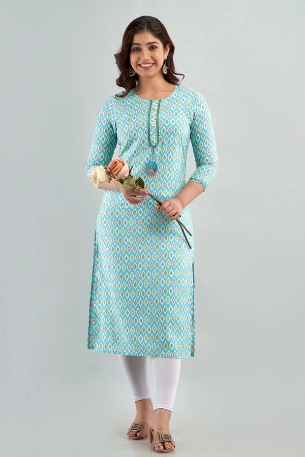 FASHION DEPTH Embroidered & Printed Rayon Straight Kurta For Women - 3XL