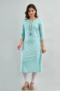 FASHION DEPTH Embroidered & Printed Rayon Straight Kurta For Women - 3XL