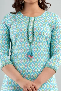 FASHION DEPTH Embroidered & Printed Rayon Straight Kurta For Women - 3XL