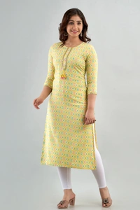 FASHION DEPTH Embroidered & Printed Rayon Straight Kurta For Women - 3XL