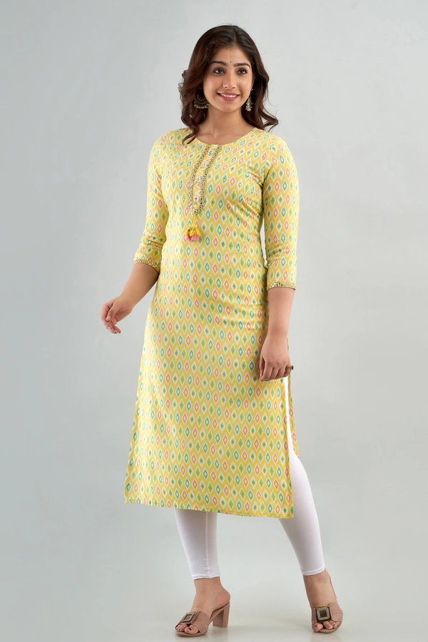 FASHION DEPTH Embroidered & Printed Rayon Straight Kurta For Women - 3XL
