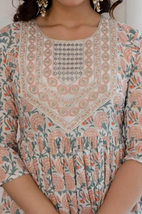 FASHION DEPTH Embroidered & PrintedCotton Flared Kurta For Women - XXL