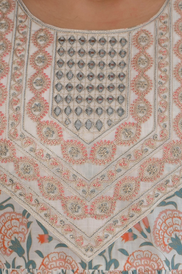 FASHION DEPTH Embroidered & PrintedCotton Flared Kurta For Women - XXL