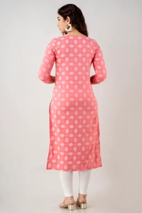 FASHION DEPTH Embroidered Rayon Straight Kurta For Women - L