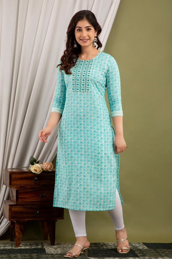 FASHION DEPTH Embroidered Rayon Straight Kurta For Women - XL