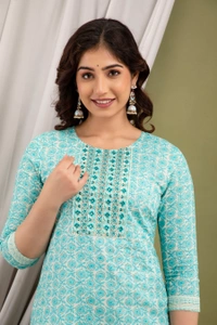 FASHION DEPTH Embroidered Rayon Straight Kurta For Women - XL