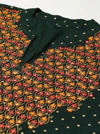 FASHION DEPTH Women Embroidered Rayon Straight Kurta - Dark Green, S - 36
