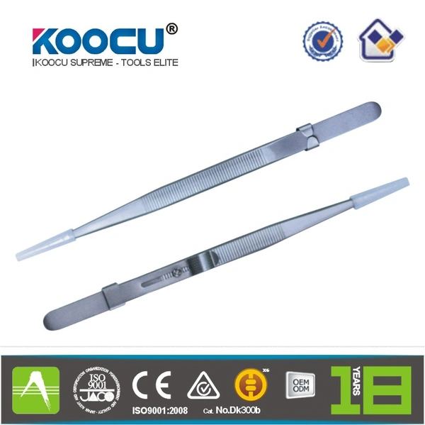 KOOCU ELITE ST-16 Diamond Tweezers Slide Lock Gem Stone Locking KOOCU Tweezer Professional Straight Tweezers Eyebrow Hair Beauty Slanted Stainless Steel Tweezer