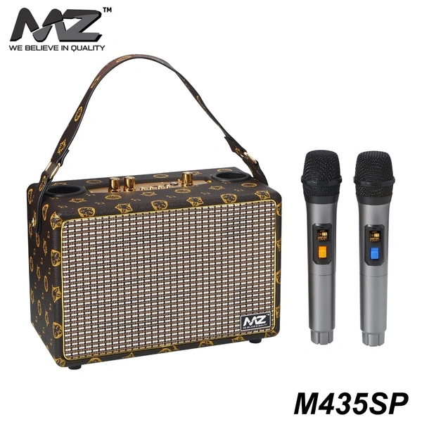 MZ M435SP (PORTABLE BLUETOOTH SPEAKER) Dynamic Thunder Sound with 2 wireless mics 40 W Bluetooth Party Speaker  (Printed Brown, Stereo Channel)