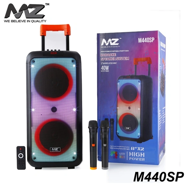 MZ M440SP (PORTABLE KAROAKE SPEAKER) Dynamic Thunder Sound with 2X Wireless Mic 40 W Bluetooth Party Speaker  (Black, Stereo Channel)