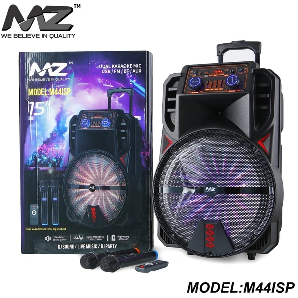 MZ M441SP (PORTABLE KARAOKE SPEAKER) Dynamic Thunder Sound with 2X Wireless Mic 60 W Bluetooth Party Speaker  (Black, Stereo Channel)