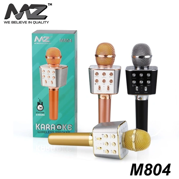 MZ M804 (KARAOKE MIC WITH SPEAKER) Rechargeable FM Radio Voice Changer Microphone 53
