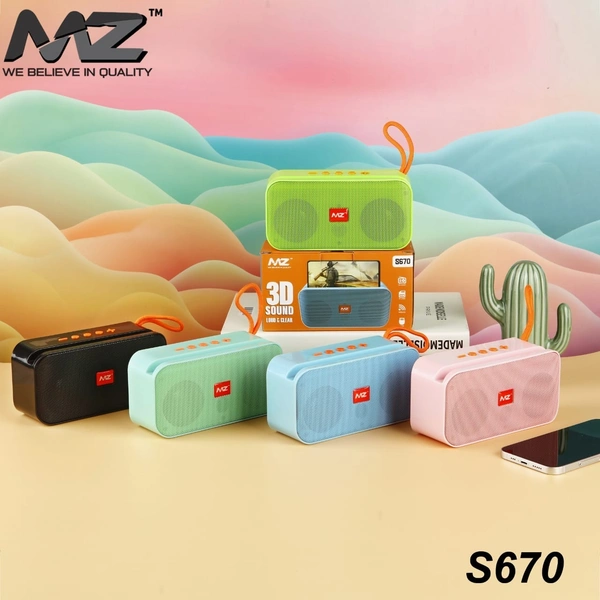 MZ S670 (PORTABLE BLUETOOTH SPEAKER) High Bass 10W 1800mAh Battrey 10 W Bluetooth Speaker  (Pink, Stereo Channel)