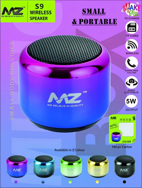 MZ S9 (PORTABLE BLUETOOTH MINI SPEAKER) Dynamic Metal Sound with High Bass 5 W Bluetooth Speaker  (Multicolor, Stereo Channel) 3.7