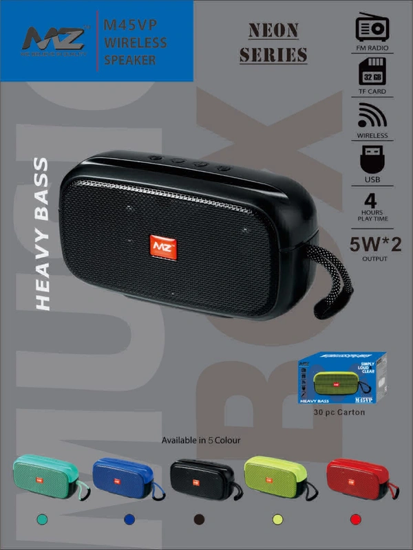 MZ M45VP (PORTABLE BLUETOOTH SPEAKER) Dynamic Thunder Sound 5 W Bluetooth Speaker  (Red, Stereo Channel)