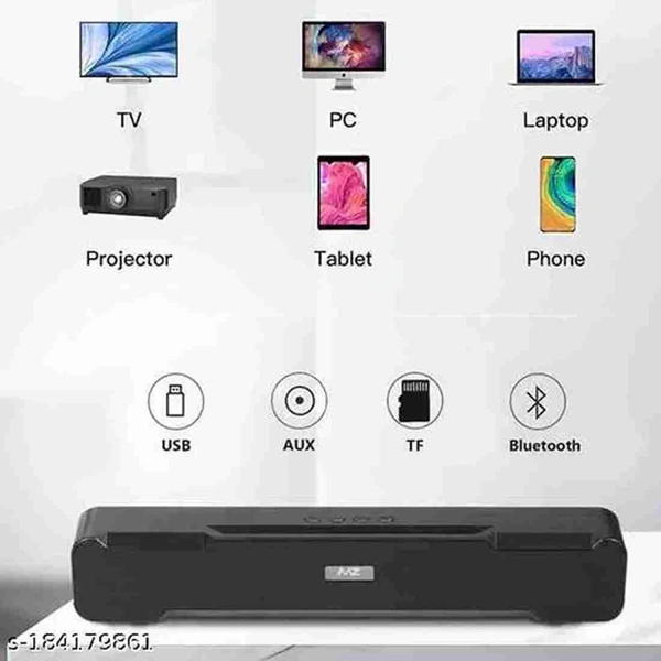 Mz M51 Wireless Speaker Homw TV Soundbar  Dynamic Thunder Sound 2400mAh Battery 10 W Bluetooth Soundbar (Black , Stereo Channel)  - Black