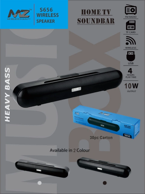 Mz S656 Portable Home TV Soundbar Dynamic Thunder Sound 2200mah Battery 10w Bluetooth Speaker 