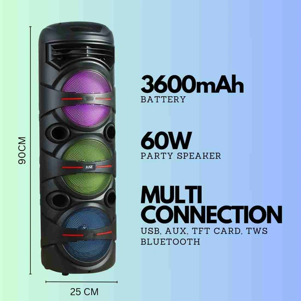 MZ M60VP (PORTABLE KARAOKE SPEAKER) Dynamic Thunder Sound 20W X 3 speaker 60 W Bluetooth Party Speaker  (Multicolor, Stereo Channel) 3.8
