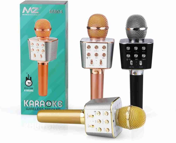 MZ M804 (KARAOKE MIC WITH SPEAKER) Rechargeable FM Radio Voice Changer Microphone 53