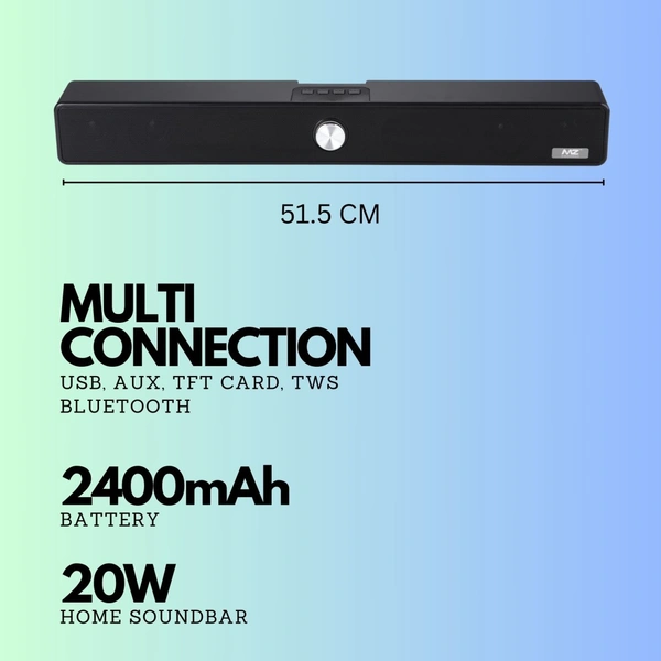 MZ M427SP (PORTABLE HOME TV SOUNDBAR) Dynamic Thunder Sound 2400mAh Battery 20 W Bluetooth Soundbar  (Black, Stereo Channel) 3.3